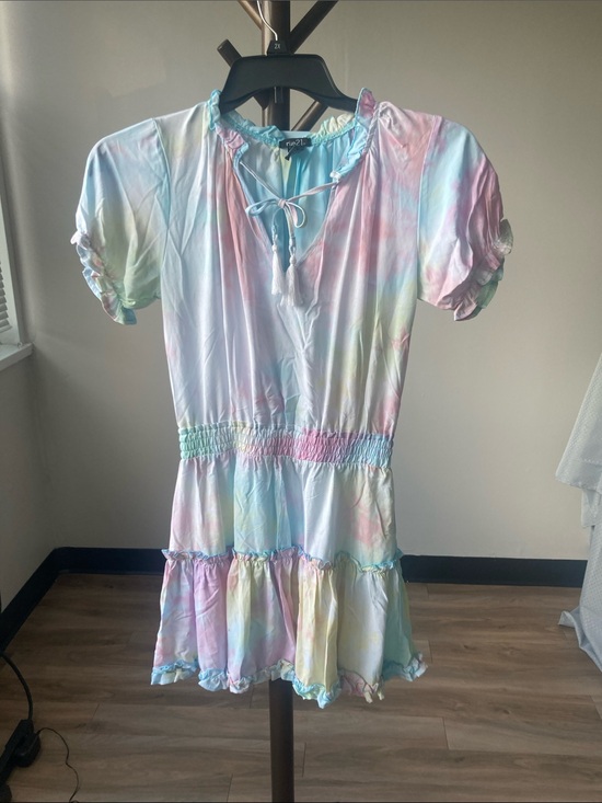 Rue21 Dresses & Skirts - Rue21 dress puff sleeve pastel tie dye w tassel tie boho festival western S jrs